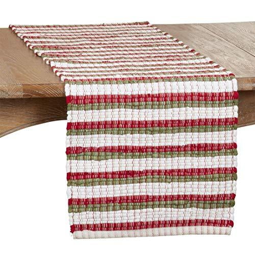 Fennco Styles Textured Woven Line Cotton Table Runner 16 W x 72 L Everyday Use and Special Occasion Banquet Family Gathering Natural Rustic Table Cover for Home Décor Dining Table 